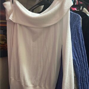 by & by White Off-the-Shoulder Sweater with Soft Knit Fabric and Relaxed Fit